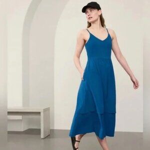 Elation V-Neck Hybrid with Pockets Dress Dark Lapis Blue Plus 1x